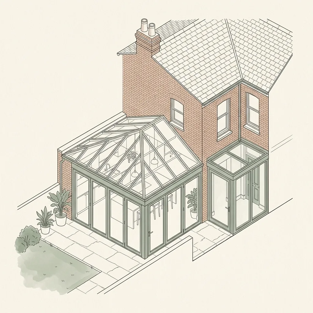 Isometric illustration of a Harold Wood RM3 home dormer loft conversion drawings design